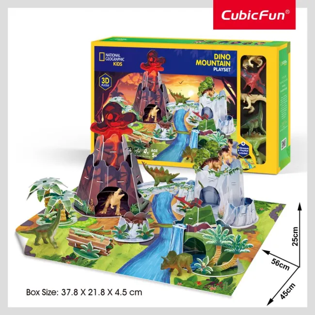 Cubic Fun - National Geographic Set de joaca 3D muntele dinozaurilor 54 piese - ARTCUDS1078h