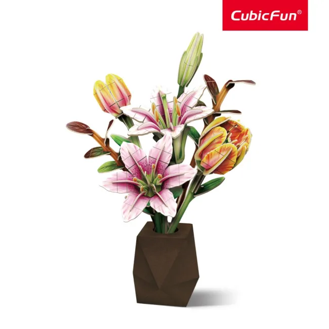 Cubic Fun - Ghiveci 3D cu crini si lalele 103 piese - ARTCUP871h