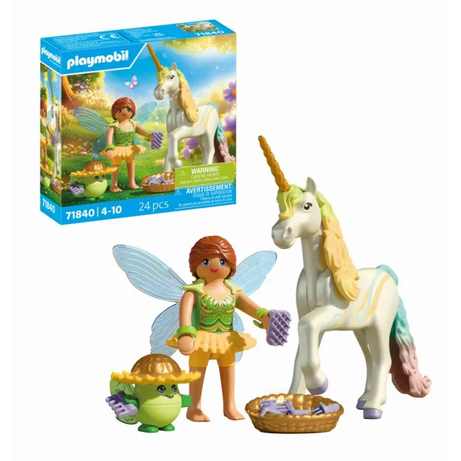 Playmobil - Jucarie de rol Figurina de colectie unicornul Rainbow Flower si zana - ARTPM71840