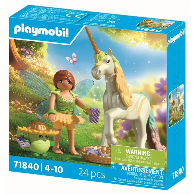 Playmobil - Jucarie de rol Figurina de colectie unicornul Rainbow Flower si zana - ARTPM71840