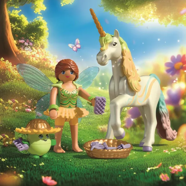 Playmobil - Jucarie de rol Figurina de colectie unicornul Rainbow Flower si zana - ARTPM71840