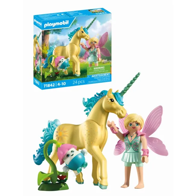 Playmobil - Jucarie de rol Figurina de colectie unicornul Sunshine Blossom si zana - ARTPM71842