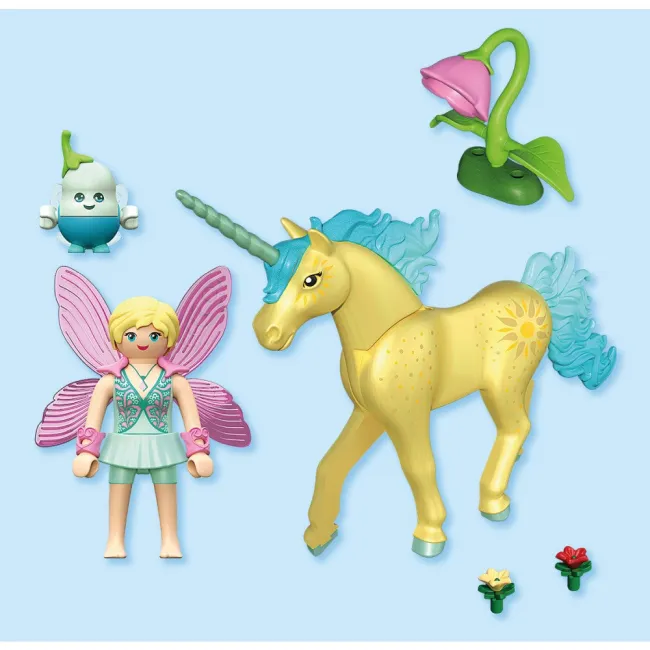 Playmobil - Jucarie de rol Figurina de colectie unicornul Sunshine Blossom si zana - ARTPM71842