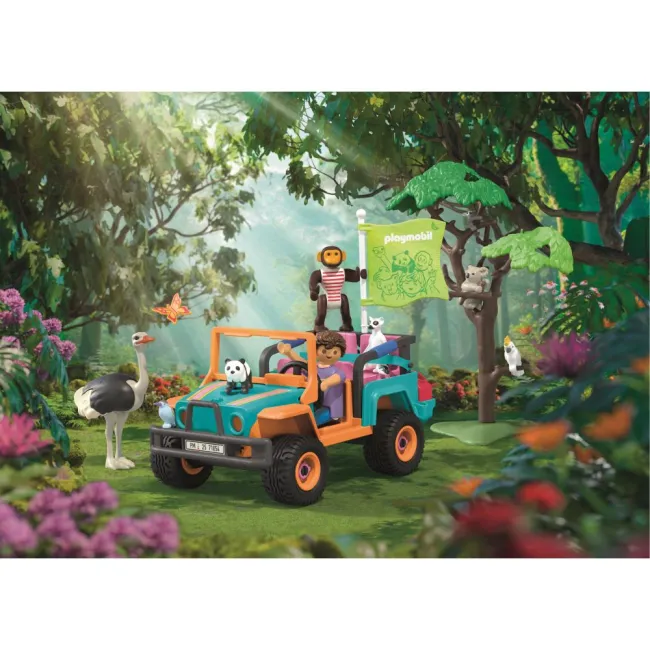 Playmobil - Jucarie de rol Plimbarea animalelor cu vehiculul de teren - ARTPM71854
