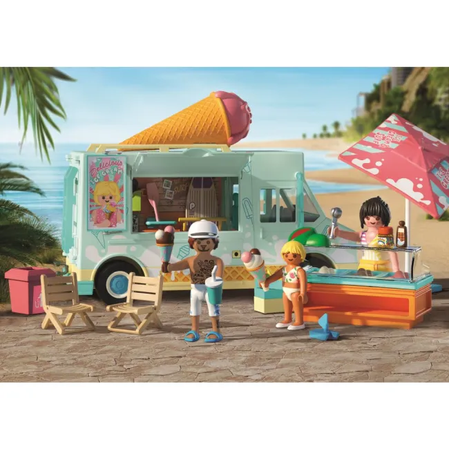 Playmobil - Jucarie de rol Stand de inghetata si magazin cu articole de surf - ARTPM71904