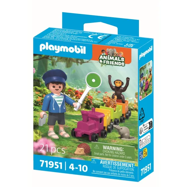 Playmobil - Jucarie de rol Plimbarea animalelor cu locomotiva - ARTPM71951