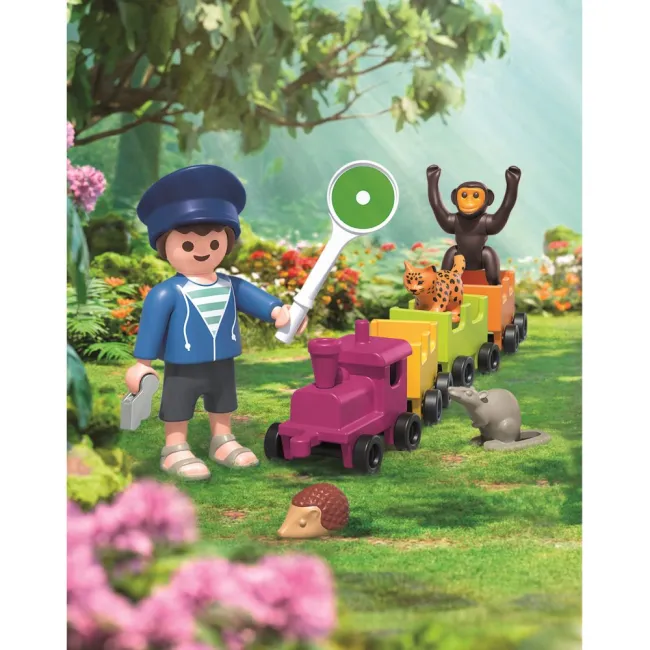 Playmobil - Jucarie de rol Plimbarea animalelor cu locomotiva - ARTPM71951