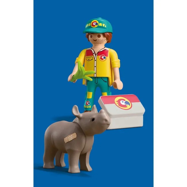Playmobil - Set 2 figurine ingrijitor cu rinocer - ARTPM72025