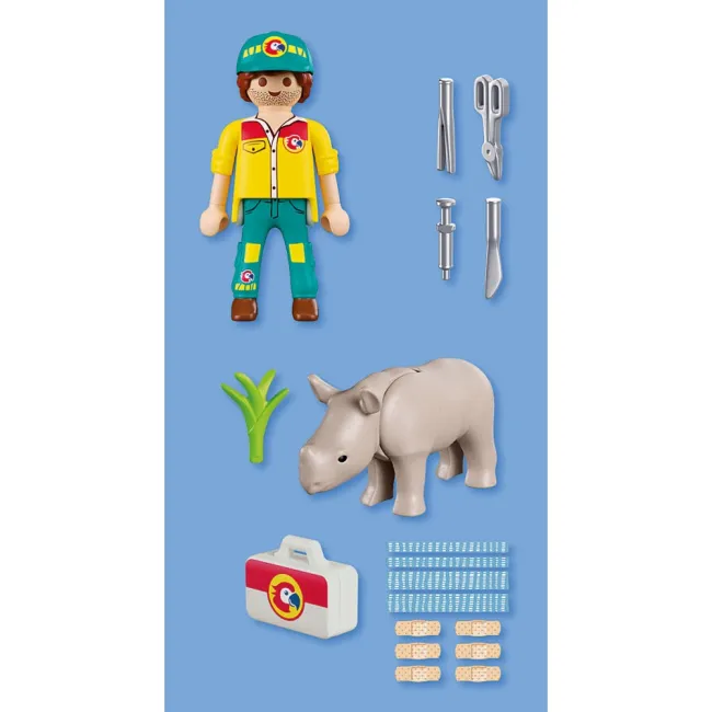 Playmobil - Set 2 figurine ingrijitor cu rinocer - ARTPM72025