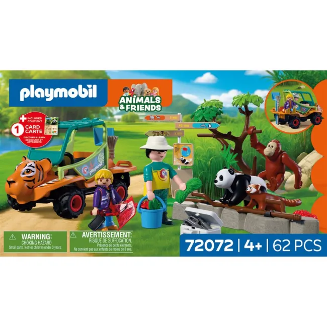 Playmobil - Jucarie de rol Ingrijitor zoo cu vehicul - ARTPM72072