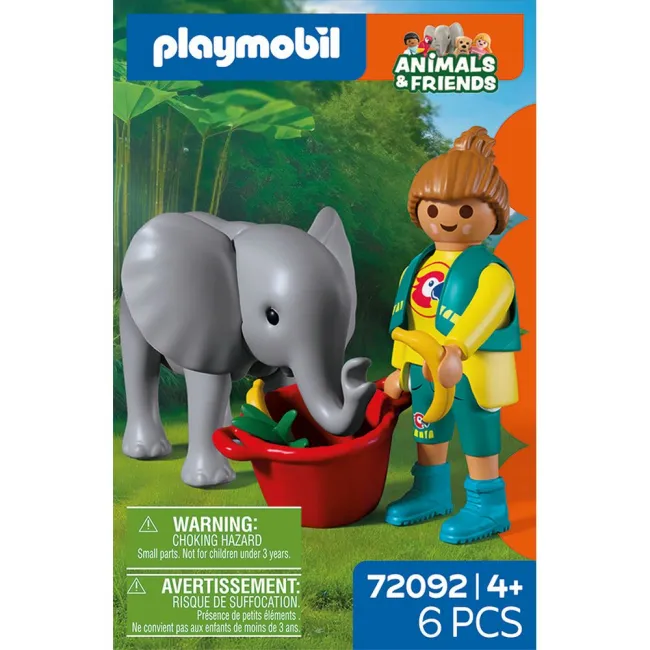Playmobil - Jucarie de rol Ingrijitor zoo si pui de elefant - ARTPM72092