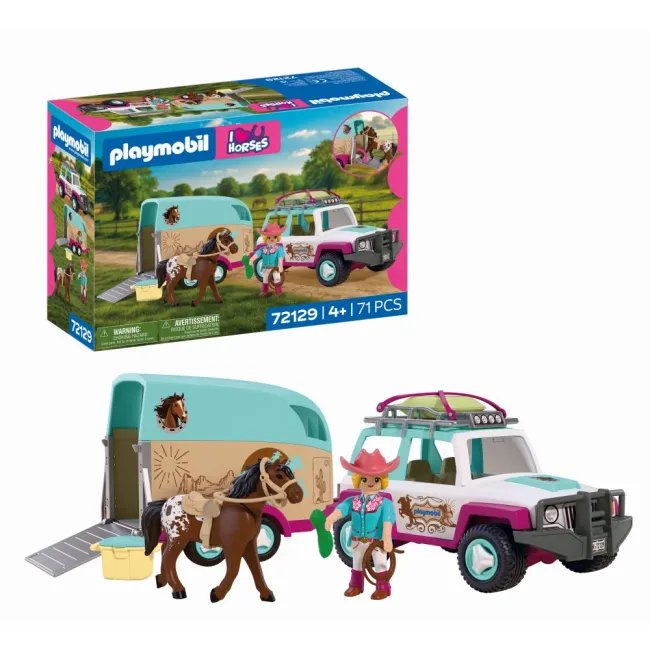 Playmobil - Jucarie de rol Masina cu remorca pentru transportat cai - ARTPM72129
