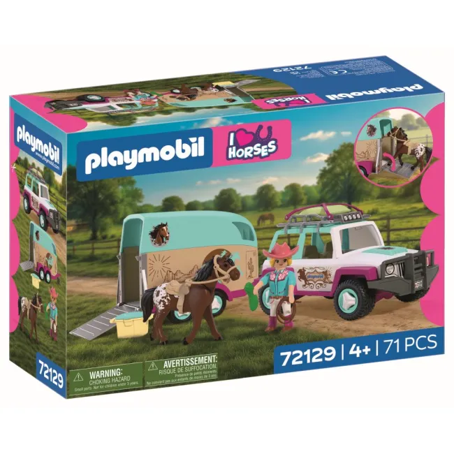 Playmobil - Jucarie de rol Masina cu remorca pentru transportat cai - ARTPM72129