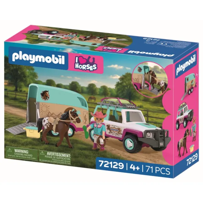 Playmobil - Jucarie de rol Masina cu remorca pentru transportat cai - ARTPM72129