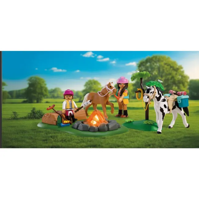 Playmobil - Jucarie de rol Excursie calare si foc de tabara - ARTPM72132