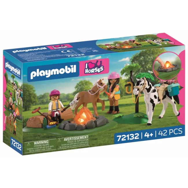 Playmobil - Jucarie de rol Excursie calare si foc de tabara - ARTPM72132