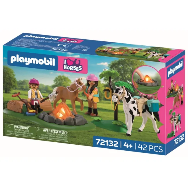 Playmobil - Jucarie de rol Excursie calare si foc de tabara - ARTPM72132
