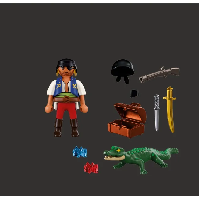 Playmobil - Figurina pirat si caiman - ARTPM72154