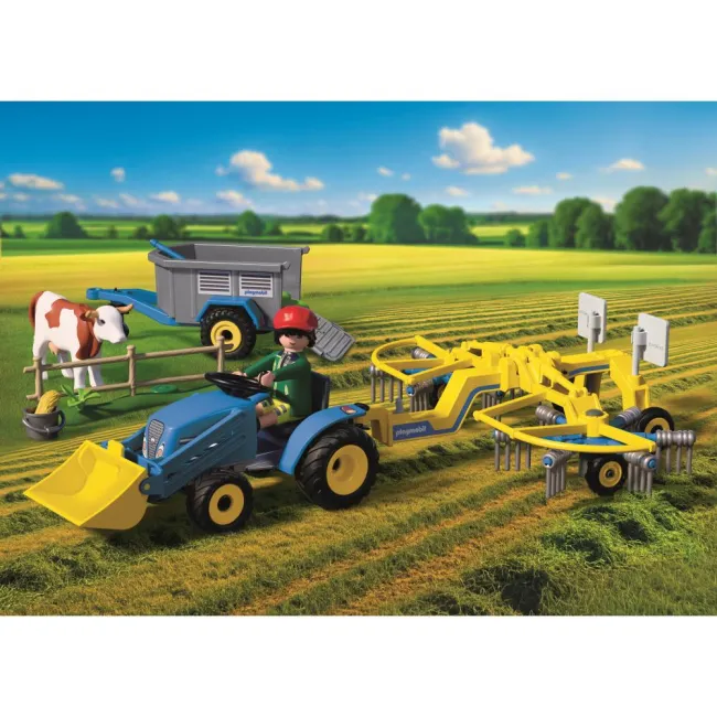 Playmobil - Jucarie de rol Tractor mic cu grebla pentru adunat fan - ARTPM72163