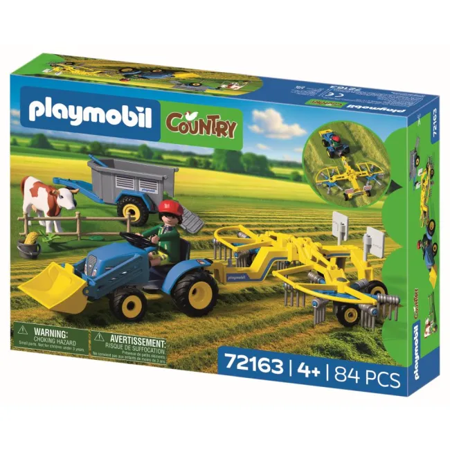 Playmobil - Jucarie de rol Tractor mic cu grebla pentru adunat fan - ARTPM72163