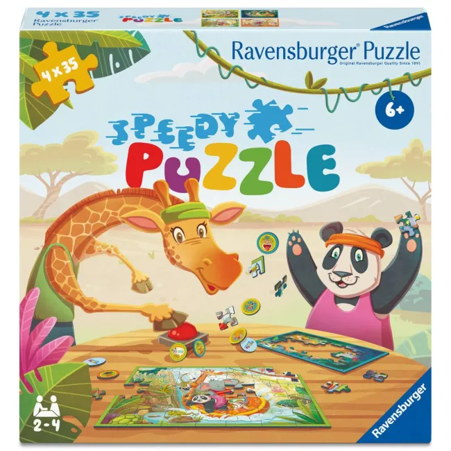 Ravensburger - Puzzle interactiv cu buton sonor pentru testarea rapiditatii animalute jucause 4x35 piese - ARTRVSPC04171