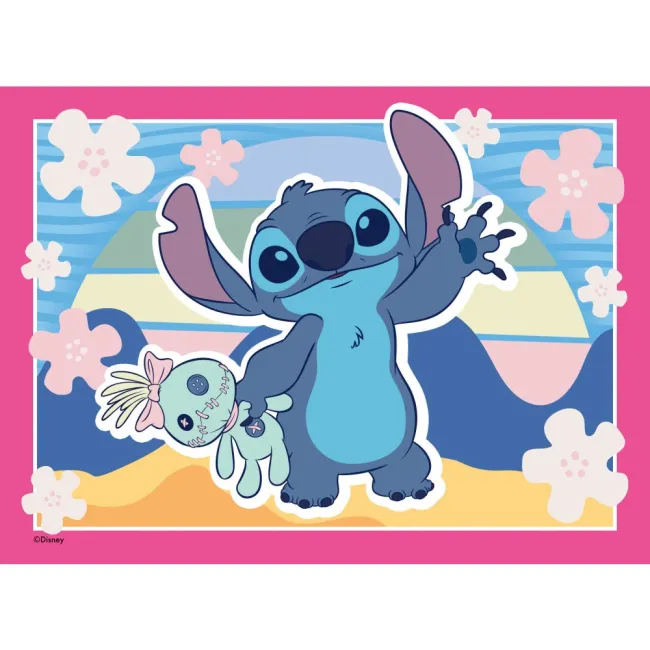 Ravensburger - Puzzle interactiv cu buton sonor pentru testarea rapiditatii Disney Stitch 4x35 piese - ARTRVSPC04178