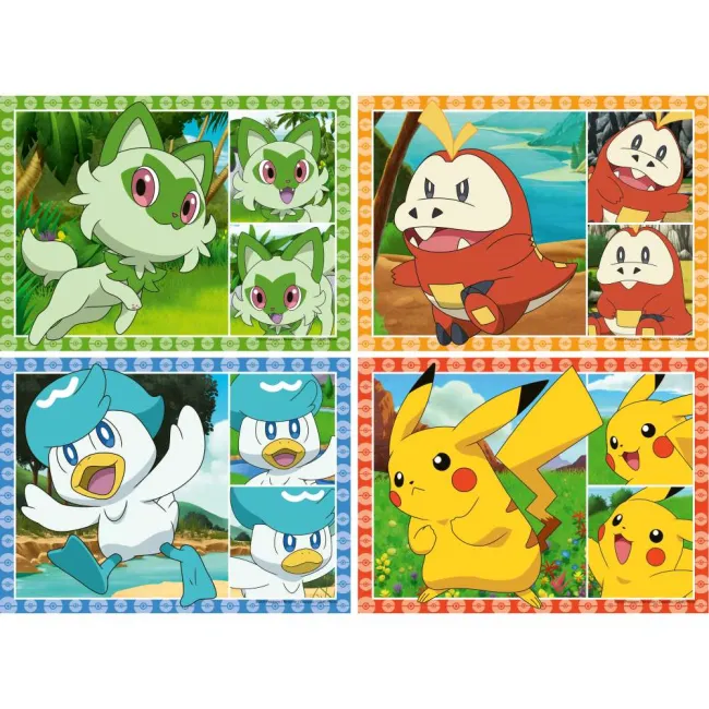 Ravensburger - Puzzle interactiv cu buton sonor pentru testarea rapiditatii Pokemon 4x35 piese - ARTRVSPC04179