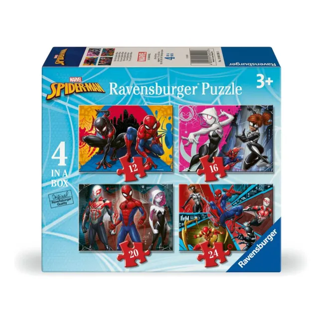 Ravensburger - Puzzle Marvel Spiderman 4 buc in cutie 12 16 20 24 piese - ARTRVSPC04201