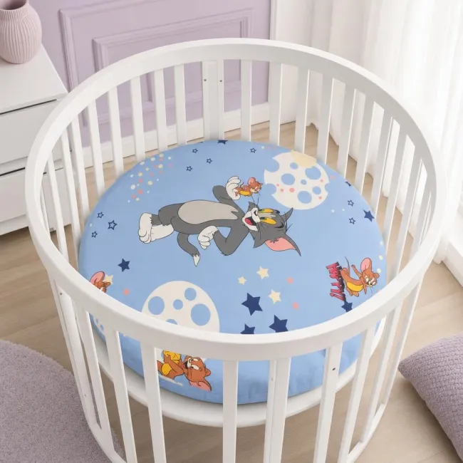 Cearsaf cu elastic din bumbac ranforce pentru saltea rotunda de 70x70 cm - ASC6427968155360