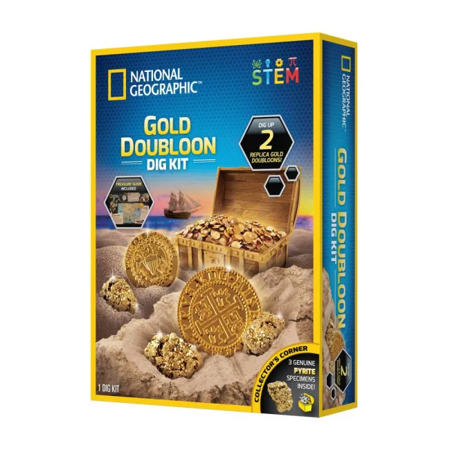 National Geographic - Set educativ Descopera doua replici de dubloni si trei exemplare de pirita - ARTNG20011