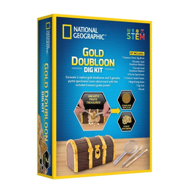 National Geographic - Set educativ Descopera doua replici de dubloni si trei exemplare de pirita - ARTNG20011