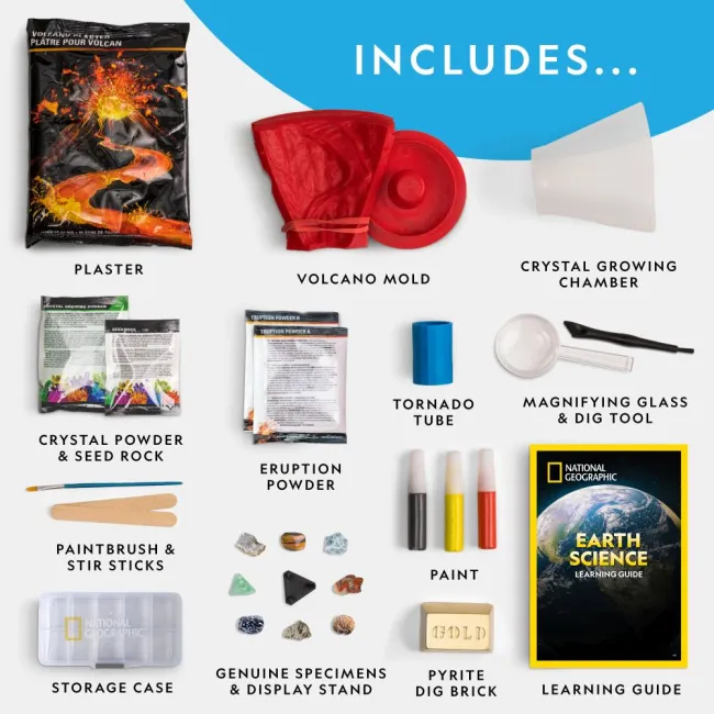 National Geographic - Set de explorare stiintele Pamantului experimente cu vulcani cristale si tornade - ARTNG22565