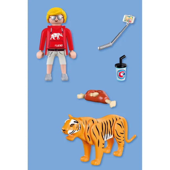 Playmobil - Jucarie de rol Vizitator zoo si tigru - ARTPM72089