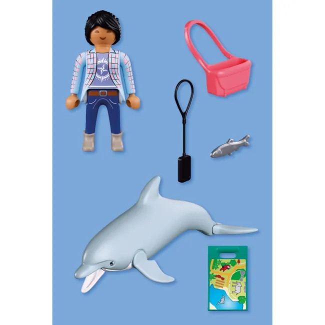 Playmobil - Jucarie de rol Vizitatoare zoo si delfin - ARTPM72091