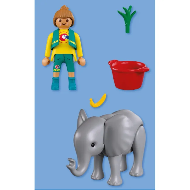 Playmobil - Jucarie de rol Ingrijitor zoo si pui de elefant - ARTPM72092