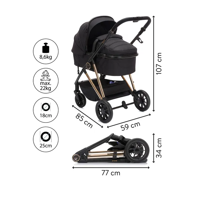 Carucior Fill Elix transformabil 2 in 1 black Fillikid