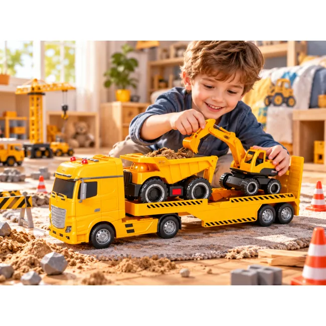 Heavy Duty Big Road &ndash; camion transportor cu basculanta si excavator, 42 cm SOLGL43290