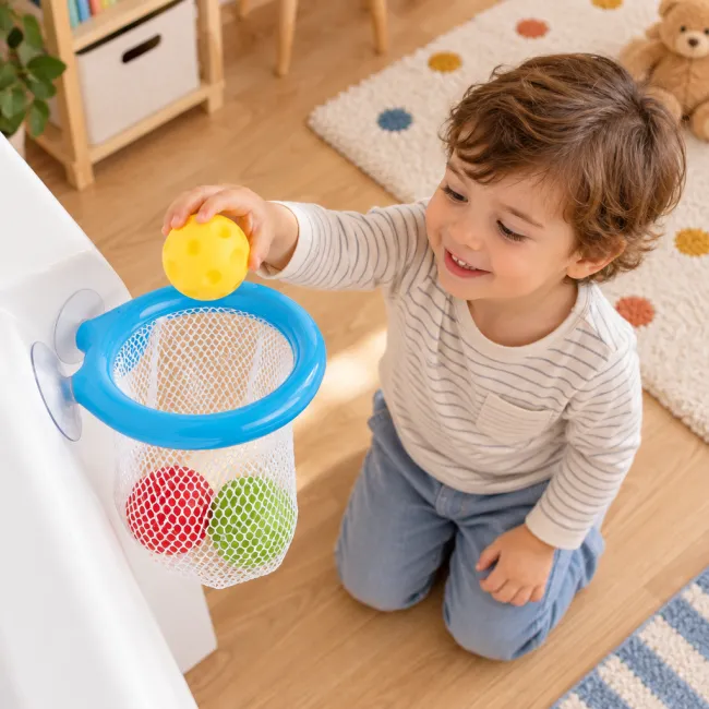 Joc de baschet baie Apli Kids Bath Time, cos cu ventuze, 3 mingi, 18x16x9 cm, 2+ ani SOLAPL20677