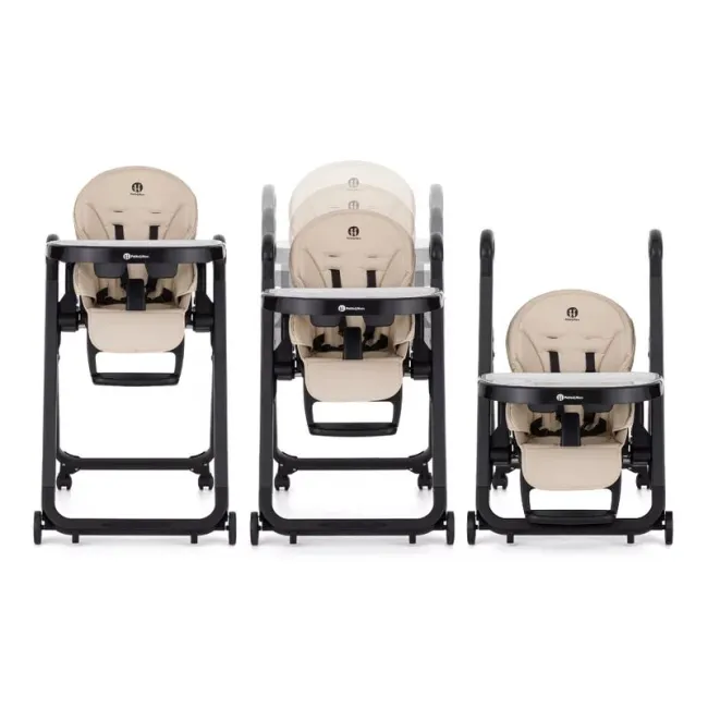 Scaun de masa, Petite&Mars, Tasty, Multifunctional 3 in 1, Pana la 15 kg, Reglabil pe inaltime in 7 pozitii, Spatar reglabil pana la 175 grade, Suport picioare si tavita reglabile, Cu roti, Pliabil, Aluminiu, 6-36 luni, Albastru BYN361878