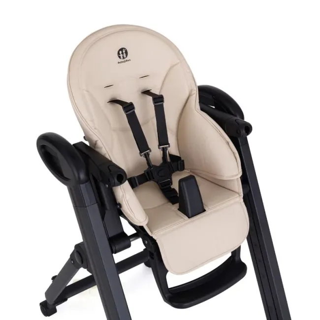Scaun de masa, Petite&Mars, Tasty, Multifunctional 3 in 1, Pana la 15 kg, Reglabil pe inaltime in 7 pozitii, Spatar reglabil pana la 175 grade, Suport picioare si tavita reglabile, Cu roti, Pliabil, Aluminiu, 6-36 luni, Bej BYN361375