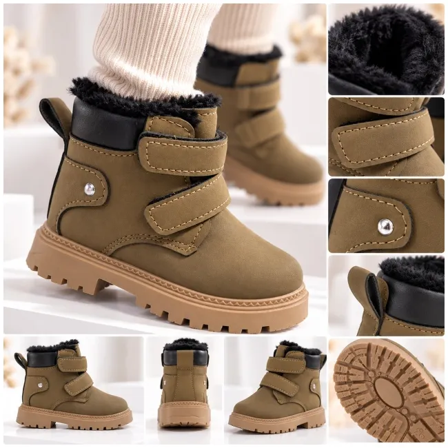 Ghete imblanite cu inchidere barete velcro, baieti, piele ecologica, model vivre