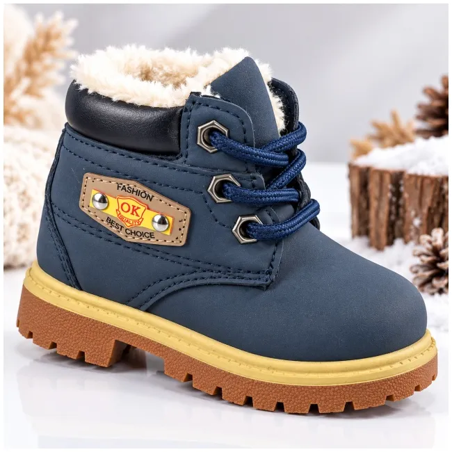 Ghetute imblanite, superbaby model ok fashion, bleumarine, baieti, piele ecologica