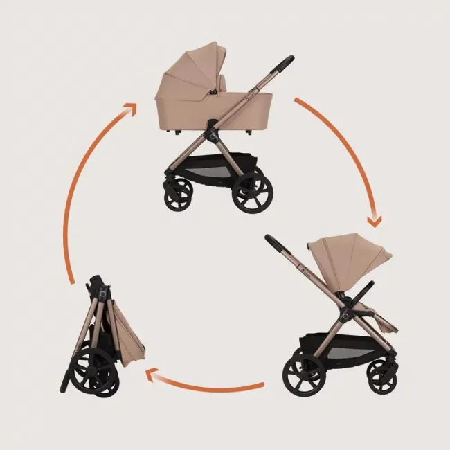 Carucior 2 in 1, Lionelo, Carmine, Parte sport si Landou anti-reflux, Salteluta ventilata, Reglare spatar, Suport de picioare, Maner reglabil, Sustine 22 kg, Cu accesorii, 0 luni+, Bej BYNLO-CARMINE_2IN1_BEIGE_SAND