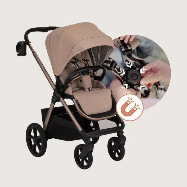 Carucior 2 in 1, Lionelo, Carmine, Parte sport si Landou anti-reflux, Salteluta ventilata, Reglare spatar, Suport de picioare, Maner reglabil, Sustine 22 kg, Cu accesorii, 0 luni+, Bej BYNLO-CARMINE_2IN1_BEIGE_SAND