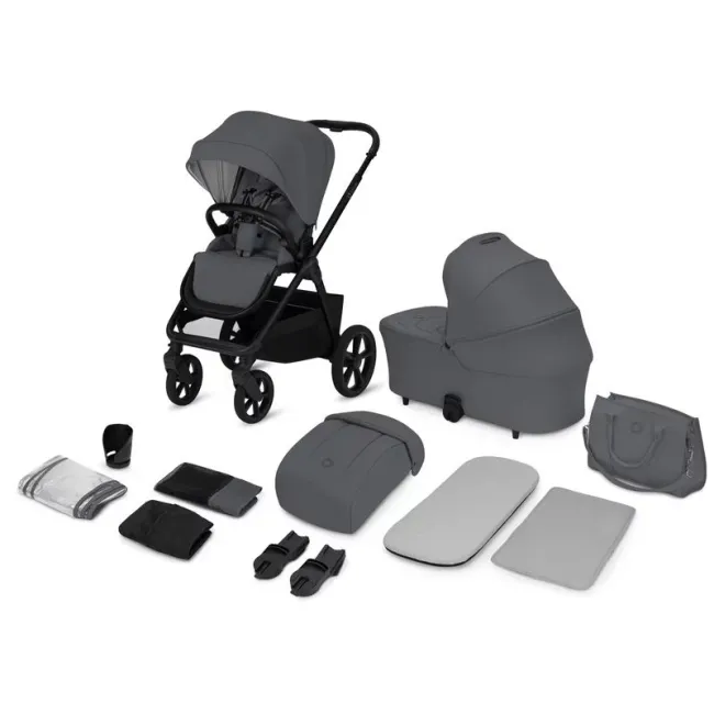 Carucior 2 in 1, Lionelo, Carmine, Parte sport si Landou anti-reflux, Salteluta ventilata, Reglare spatar, Suport de picioare, Maner reglabil, Sustine 22 kg, Cu accesorii, 0 luni+, Gri BYNLO-CARMINE_2IN1_GREY_STONE