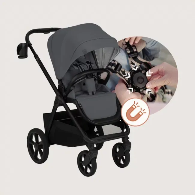 Carucior 2 in 1, Lionelo, Carmine, Parte sport si Landou anti-reflux, Salteluta ventilata, Reglare spatar, Suport de picioare, Maner reglabil, Sustine 22 kg, Cu accesorii, 0 luni+, Gri BYNLO-CARMINE_2IN1_GREY_STONE