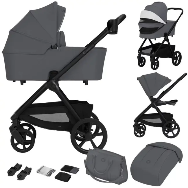 Carucior 2 in 1, Lionelo, Carmine, Parte sport si Landou anti-reflux, Salteluta ventilata, Reglare spatar, Suport de picioare, Maner reglabil, Sustine 22 kg, Cu accesorii, 0 luni+, Gri BYNLO-CARMINE_2IN1_GREY_STONE