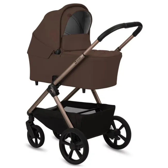 Carucior 2 in 1, Lionelo, Carmine, Parte sport si Landou anti-reflux, Salteluta ventilata, Reglare spatar, Suport de picioare, Maner reglabil, Sustine 22 kg, Cu accesorii, 0 luni+, Maro BYNLO-CARMINE_2IN1_BROWN_CHOCOLATE