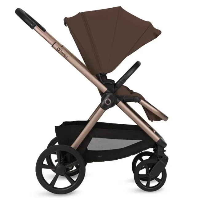 Carucior 2 in 1, Lionelo, Carmine, Parte sport si Landou anti-reflux, Salteluta ventilata, Reglare spatar, Suport de picioare, Maner reglabil, Sustine 22 kg, Cu accesorii, 0 luni+, Maro BYNLO-CARMINE_2IN1_BROWN_CHOCOLATE