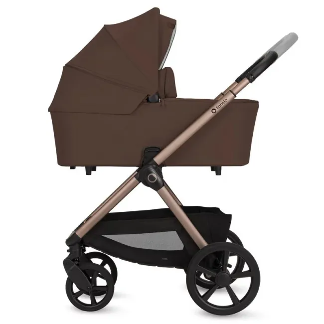 Carucior 2 in 1, Lionelo, Carmine, Parte sport si Landou anti-reflux, Salteluta ventilata, Reglare spatar, Suport de picioare, Maner reglabil, Sustine 22 kg, Cu accesorii, 0 luni+, Maro BYNLO-CARMINE_2IN1_BROWN_CHOCOLATE